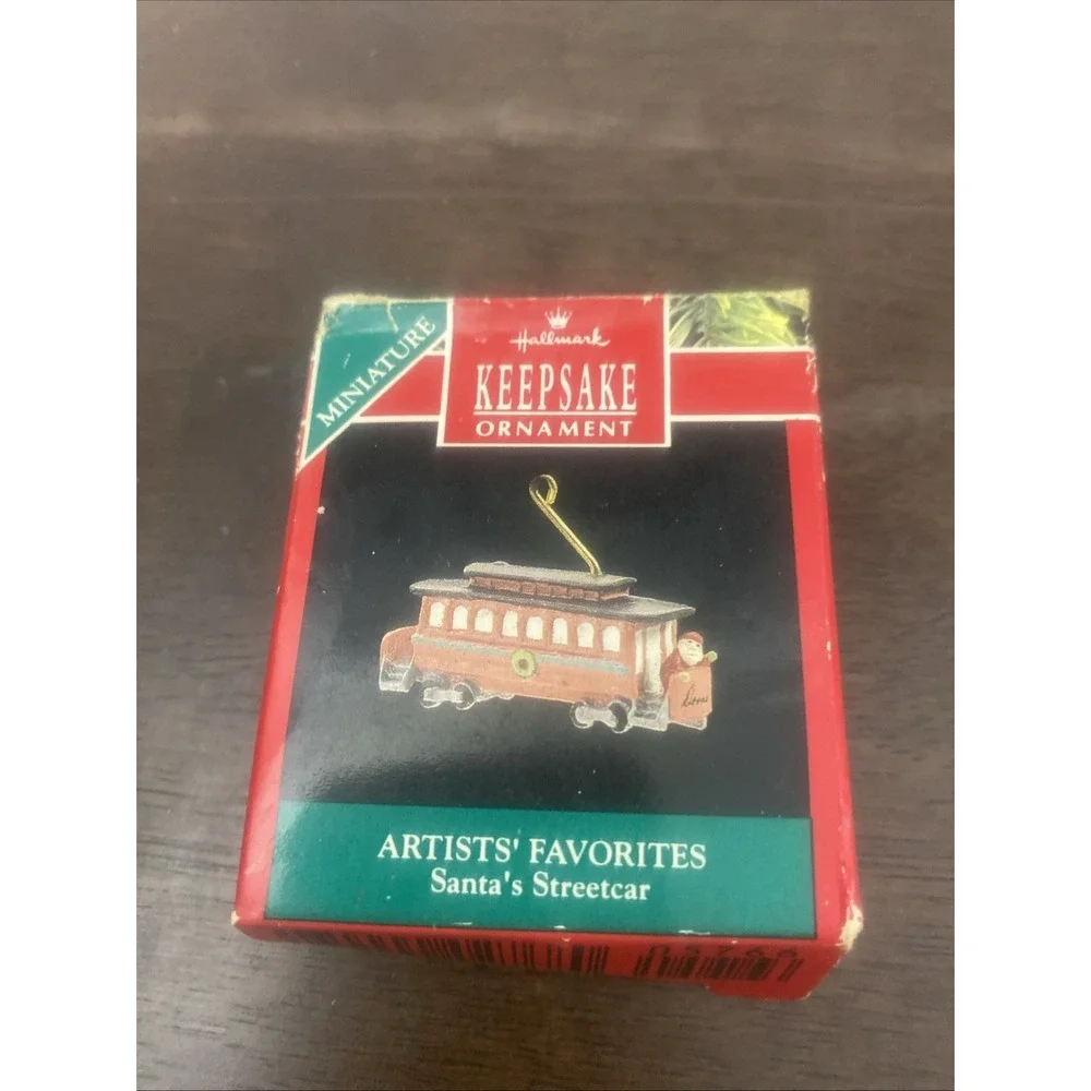 Hallmark Miniature Keepsake‎ Ornament Santa's Streetcar Artists Favorites 1990